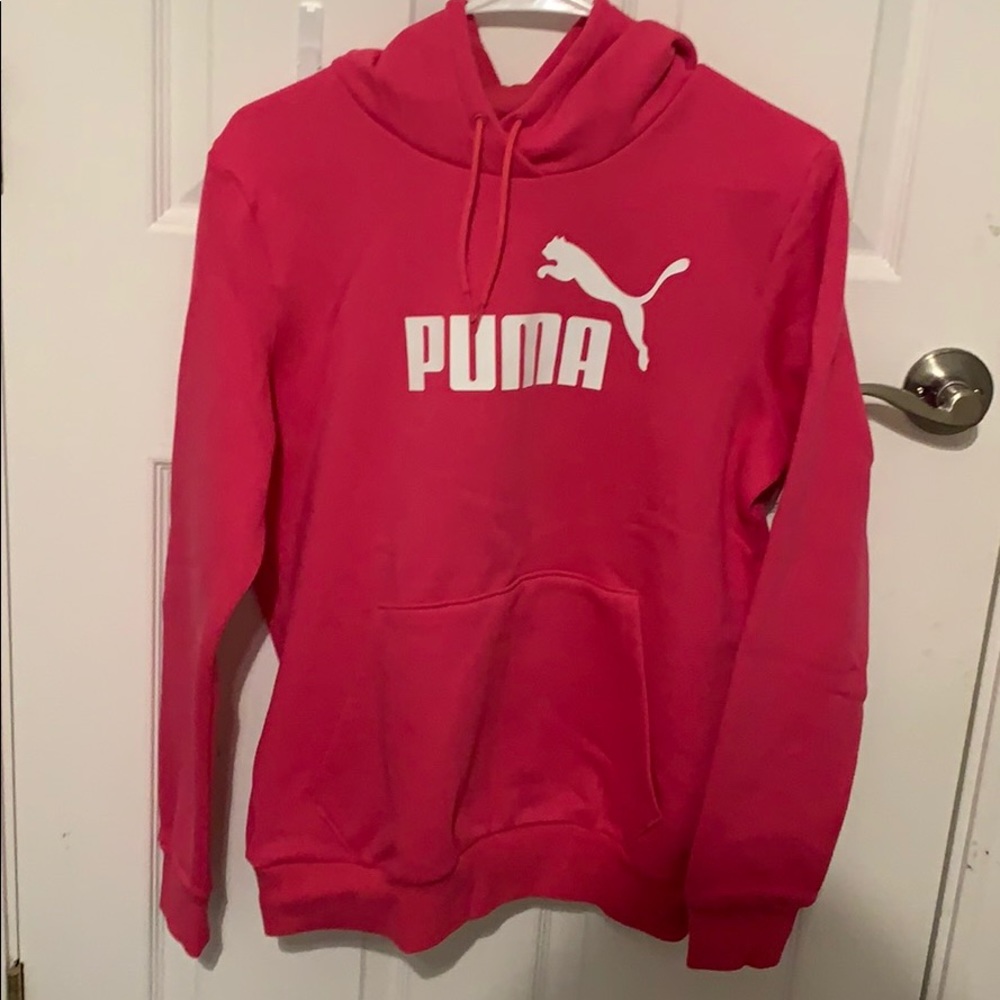 a pink puma hoodie